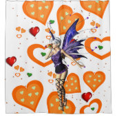 Rideau de douche Coeurs orange Fée (Devant)