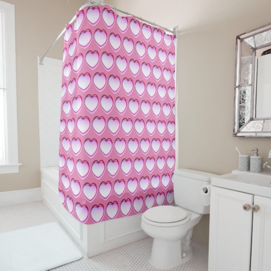Rideau de douche Coeurs roses (En situation)