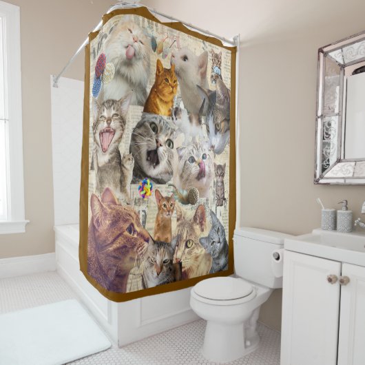 Rideau de douche Collage de Chat (En situation)