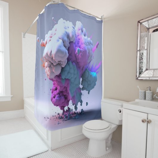 Rideau de douche coloré (En situation)