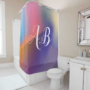 Rideau de douche coloré moderne avec initiales
