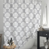Rideau de douche Coquillage Gris & Blanc