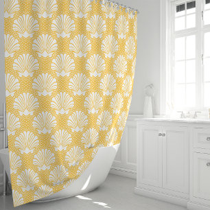 Rideau de douche Coquillage Jaune et Blanc