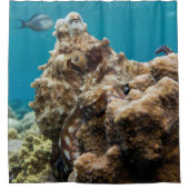 Rideau de douche corail octopus bleu (Devant)