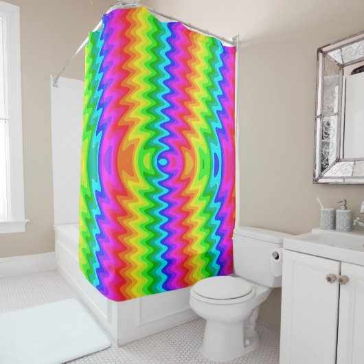 Rideau de douche couleur psychédélique Art (En situation)