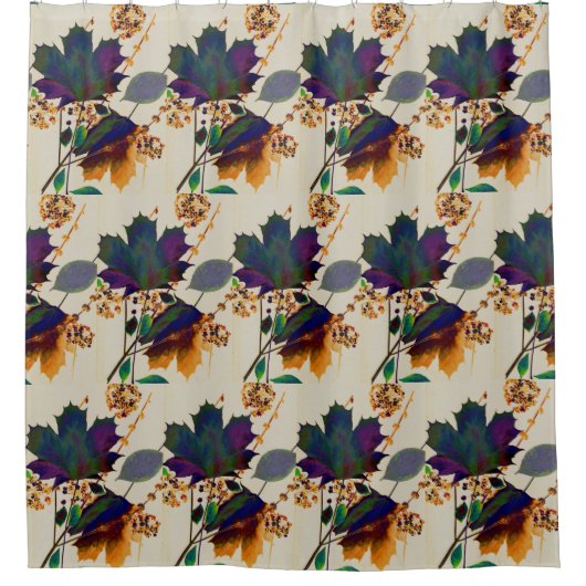 Rideau de douche Couleurs royales de feuilles d'au (Devant)