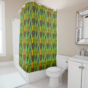 Rideau de douche culturel à motif géométrique Afro