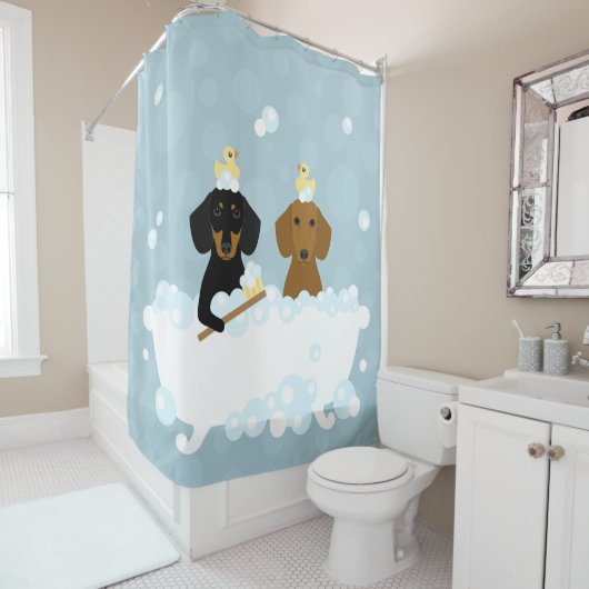 Rideau de douche Dachshund (En situation)