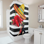 Rideau de douche Danseurs mexicains Black Stripe (En situation)