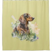Rideau de douche d'aquarelle florale Dachshund (Devant)