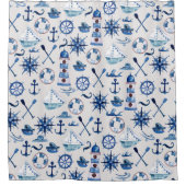 Rideau de douche d'aquarelle nautique (Devant)