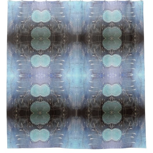 Rideau de douche d'art Abstrait en bleu blanc noir (Devant)