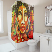 Rideau de douche d'art africain (En situation)