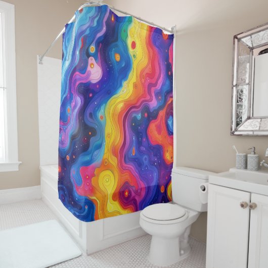Rideau de douche d'art hippie (En situation)