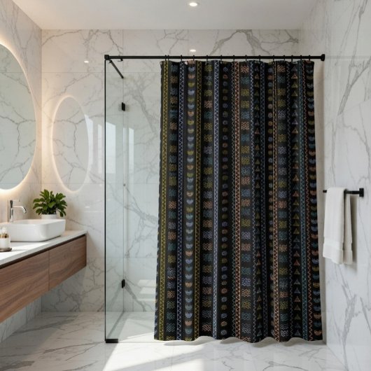 Rideau de douche d'art populaire scandinave