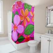 Rideau de douche d'art tropical (En situation)