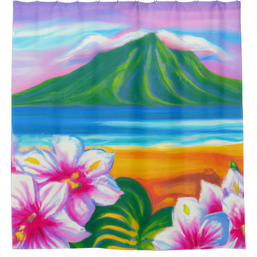 Rideau de douche d'art tropical (Devant)