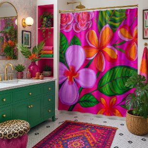 Rideau de douche d'art tropical