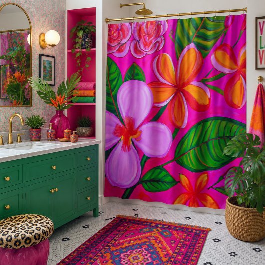Rideau de douche d'art tropical