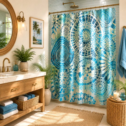 Rideau de douche d'art tropical