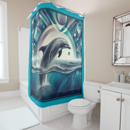 Rideau de douche dauphin. (En situation)