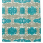 Rideau de douche de bain beige et Turquoise (Devant)