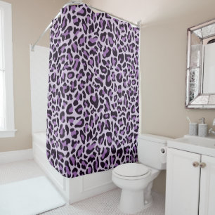 Rideau de douche de bain violet Empreinte de léopa