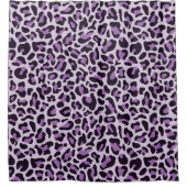 Rideau de douche de bain violet Empreinte de léopa (Devant)