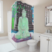 Rideau de douche de bouddha vert (En situation)