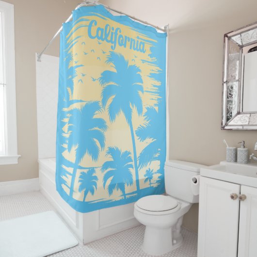 Rideau de douche de Californie Palm Tree (En situation)