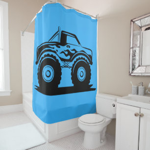 Rideau de douche de camion de monstre bleu clair e