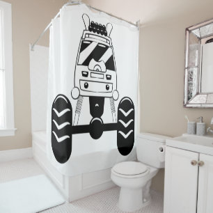 Rideau de douche de camion Monster blanc et noir