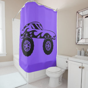 Rideau de douche de camion violet et noir Monster