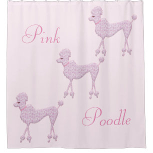 Rideau de douche de caniche rose