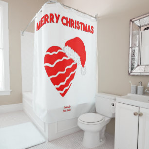 Rideau de douche de coeur de Noël Père Noël