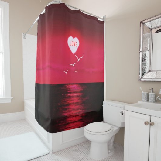 Rideau de douche de coucher de soleil romantique s (En situation)