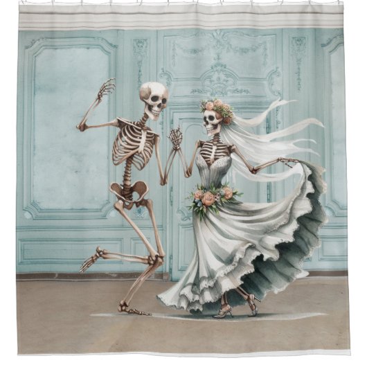 Rideau de douche de danse de mariage de squelette  (Devant)