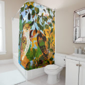 Rideau de douche de deux hiboux (En situation)