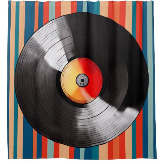Rideau de douche de disque vinyle (Devant)