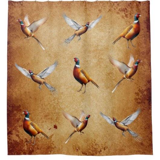 Rideau de douche de faisan à cou rouge (Devant)