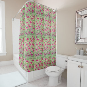 Rideau de douche de Flamant rose tropical