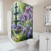 Rideau de douche de jardin de fleurs d'iris violet (En situation)