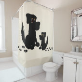 Rideau de douche de la famille des chiens noirs (En situation)