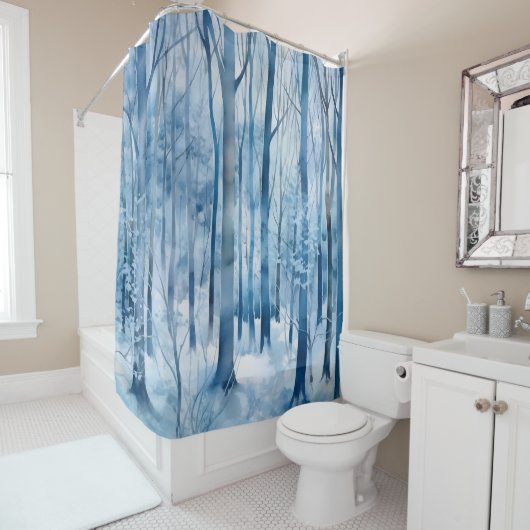Rideau de douche de la forêt d'hiver (En situation)