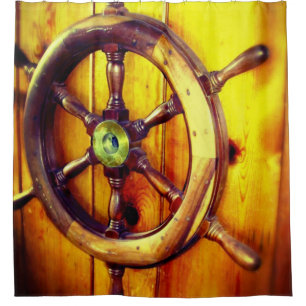 Rideau de douche de la roue de direction du bateau