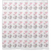 Rideau de douche de la Saint-Valentin, Chat coeurs (Devant)