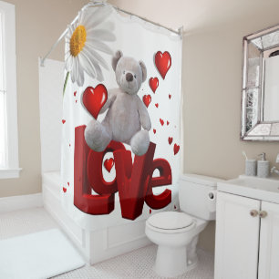 Rideau de douche de la Saint-Valentin, ours en pel