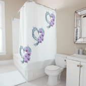 Rideau de douche de la vigne du coeur avec orchidé (En situation)