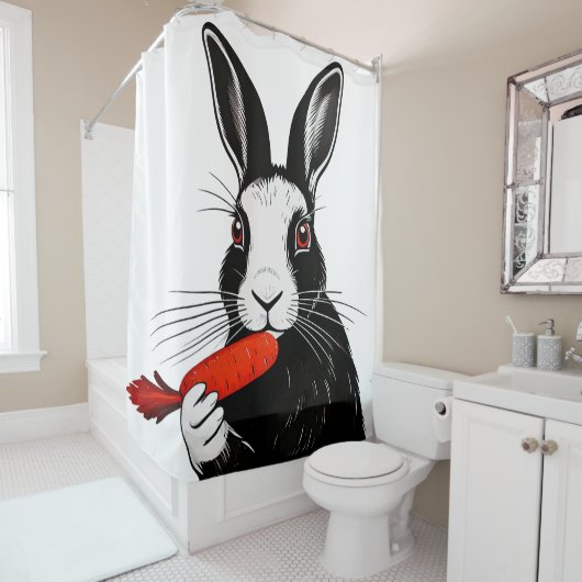 Rideau De Douche De Lapin Et De Carotte (En situation)