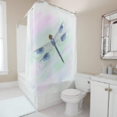 Rideau de douche de libellule d'aquarelle (En situation)